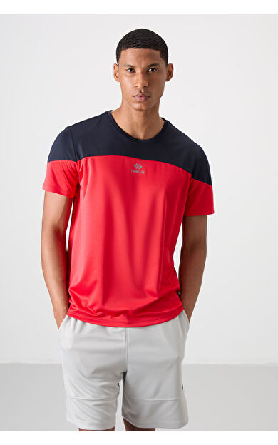 TommyLife Kırmızı Nefes Alan Dokulu İnce Esnek Standart Fit Erkek Performans T-Shirt - 88386