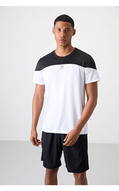 TommyLife Beyaz Nefes Alan Dokulu İnce Esnek Standart Fit Erkek Performans T-Shirt - 88386