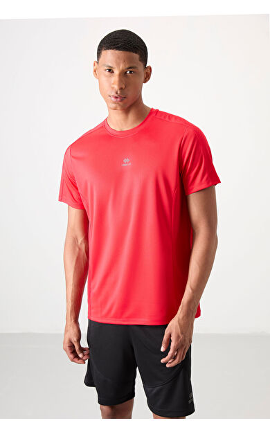 TommyLife Kırmızı Nefes Alan Dokulu İnce Esnek Standart Fit Erkek Performans T-Shirt - 88390