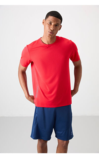 TommyLife Kırmızı Nefes Alan Dokulu İnce Esnek Standart Fit Erkek Performans T-Shirt - 88388