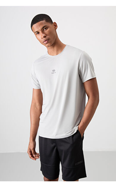 TommyLife Taş Nefes Alan Dokulu İnce Esnek Standart Fit Erkek Performans T-Shirt - 88387