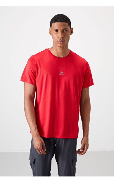 TommyLife Kırmızı Nefes Alan Jakarlı İnce Esnek Standart Fit Erkek Performans T-Shirt - 88397