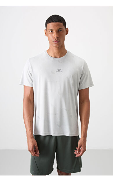 TommyLife Taş Nefes Alan Jakarlı İnce Esnek Standart Fit Erkek Performans T-Shirt - 88397