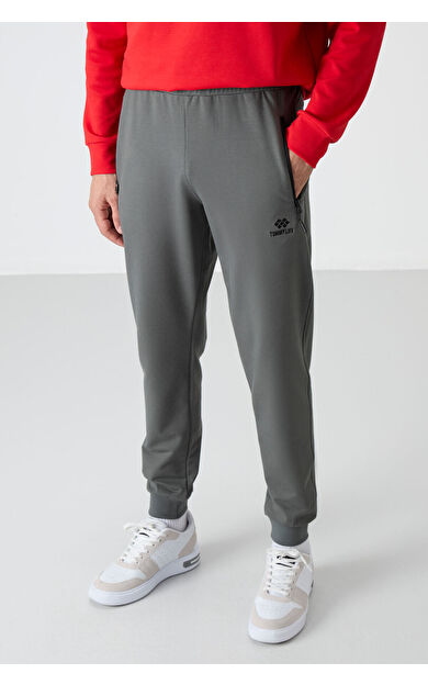 TommyLife Haki Fermuar Cepli Standart Kalıp Jogger Erkek Eşofman Alt - 84587