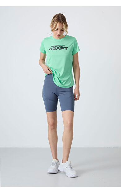 TommyLife Petrol Esnek Standart Fit Performans Kadın Biker Tayt - 91013