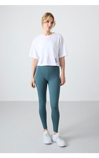 TommyLife Orman Yeşili Yüksek Bel Toparlayıcı Slim Fit Dar Paça Kadın Tayt - 94011