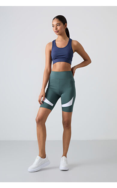 TommyLife Orman Yeşili Esnek Standart Fit Performans Kadın Biker Tayt - 91012