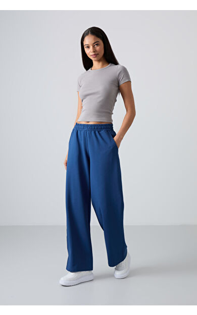 TommyLife Parlament Yüksek Bel Cepli Rahat Form Geniş Paça Kadın Eşofman Alt - 94567