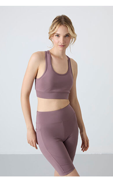 TommyLife Gül Kurusu Sırt Detaylı Dar Kalıp U Yaka Kadın Spor Büstiyer - 97120