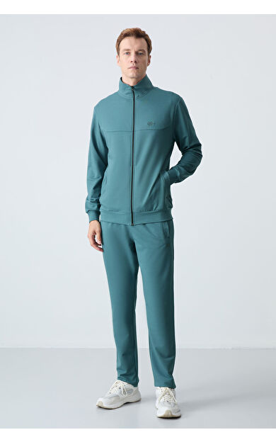 TommyLife Orman Yeşili Pamuklu Kalın Yumuşak Dokulu Comfort  Fit Basic Erkek Eşofman Takım - 85260