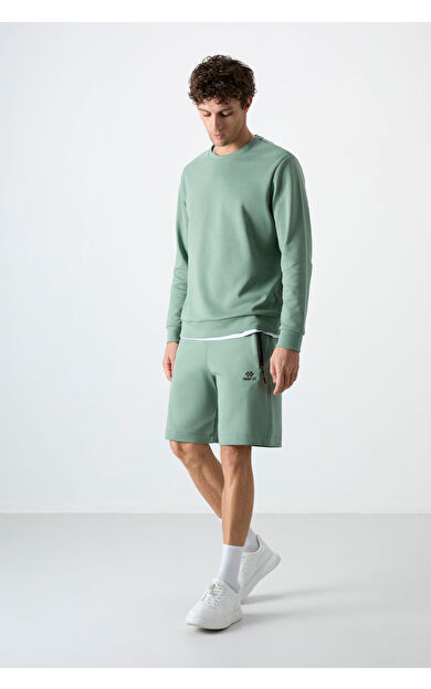 TommyLife Açık Yeşil Gizli Fermuar Arka Cepli Bağcıklı Standart Kalıp Erkek Şort - 81136