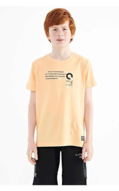 TommyLife Kavunİçi Baskı Detaylı O Yaka Standart Kalıp Erkek Çocuk T-Shirt - 11145