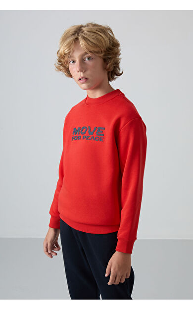 TommyLife Fiesta Pamuklu Kalın İçi Tüylü Yumuşak Dokulu Standart Fit Baskılı Erkek Çocuk Sweatshirt - 11216