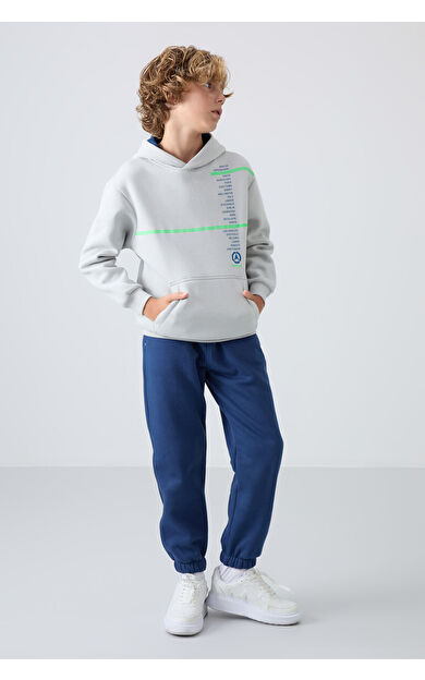 TommyLife Parlament Pamuklu Kalın İçi Tüylü Standart Fit Baskılı Erkek Çocuk Eşofman Alt - 11225