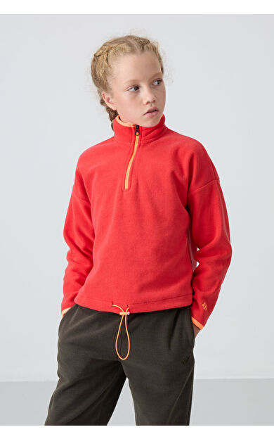 TommyLife Fiesta  Kalın Yumuşak Dokulu Standart Fit Nakışlı Polar Kız Çocuk Sweatshirt - 75151