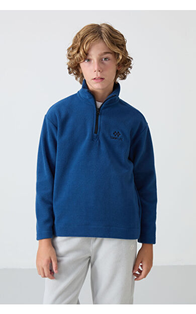 TommyLife Parlament Kalın Yumuşak Dokulu Standart Fit Nakışlı Polar Erkek Çocuk Sweatshirt - 11221