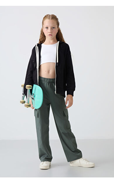 TommyLife Siyah Pamuklu İçi Tüylü Yumuşak Dokulu Standart Fit Nakışlı Kız Çocuk Sweatshirt - 75149