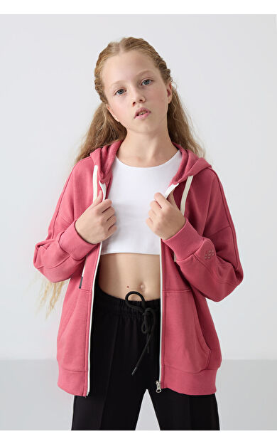 TommyLife Yaban Gülü Pamuklu İçi Tüylü Yumuşak Dokulu Standart Fit Nakışlı Kız Çocuk Sweatshirt - 75149