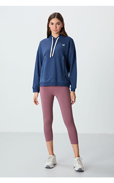 TommyLife Gül Kurusu Yüksek Bel Slim Fit Dar Paça Kadın Kapri Tayt - 93097