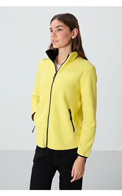 TommyLife Limon Dik Yaka Fermuarlı Rahat Form Kadın Polar Sweatshirt - 97173