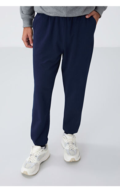 TommyLife İndigo Klasik Cepli Standart Kalıp Manşetli Erkek Eşofman Alt - 84652