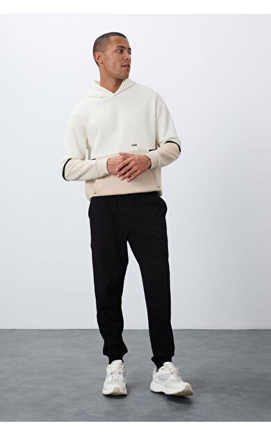 TommyLife Siyah Klasik Cepli Standart Kalıp Manşetli Erkek Eşofman Alt - 84652