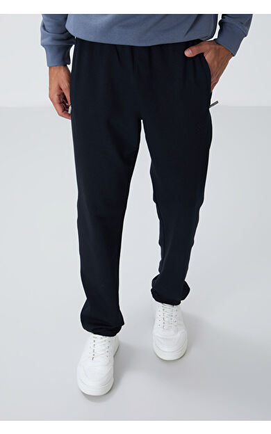 TommyLife Lacivert Fermuar Cepli Dar Kalıp Klasik Paça Erkek Eşofman Alt - 84669