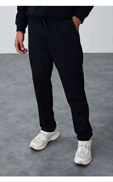 TommyLife Lacivert Bağcıklı Cepli Standart Kalıp Klasik Paça Erkek Eşofman Alt - 84682