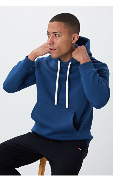 TommyLife Parlament Pamuklu Kalın İçi Tüylü Yumuşak Dokulu Comfort Fit Nakışlı Erkek Sweatshirt - 88419