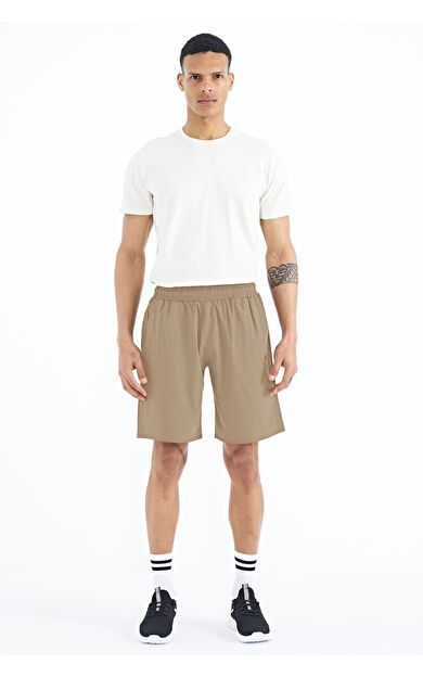 TommyLife Bej Yan Cep Detaylı Lastikli Erkek Şort - 81238