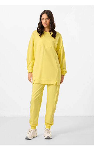 TommyLife Limon O Yaka Basic Oversize Kadın Eşofman Tunik Takım - 95347