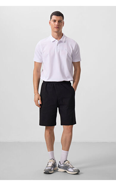 TommyLife Siyah Standart Fit Dokuma Hafif Esnek Chino Erkek Şort - 81290