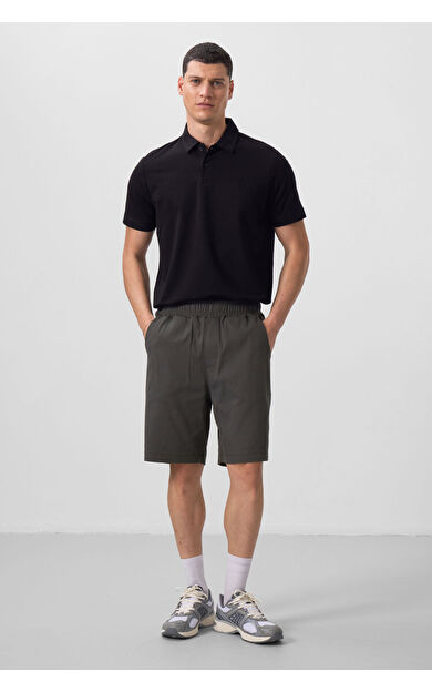TommyLife Antrasit Standart Fit Dokuma Hafif Esnek Chino Erkek Şort - 81290