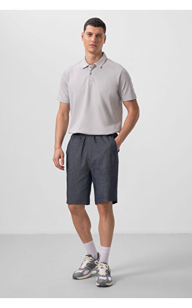 TommyLife Kot Lacivert Standart Fit Dokuma Hafif Esnek Chino Erkek Şort - 81290