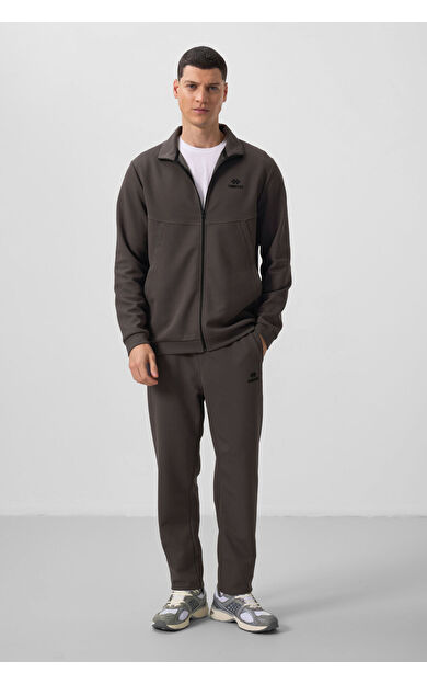 TommyLife Koyu Gri Yüzeyi Dokulu Rahat Form Erkek Eşofman Takım - 85273