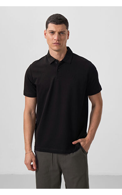 TommyLife Siyah Standart Kalıp Basic Polo Yaka Erkek T-Shirt - 87768