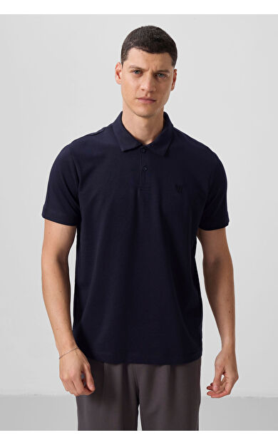 TommyLife Lacivert Standart Kalıp Basic Polo Yaka Erkek T-Shirt - 87768