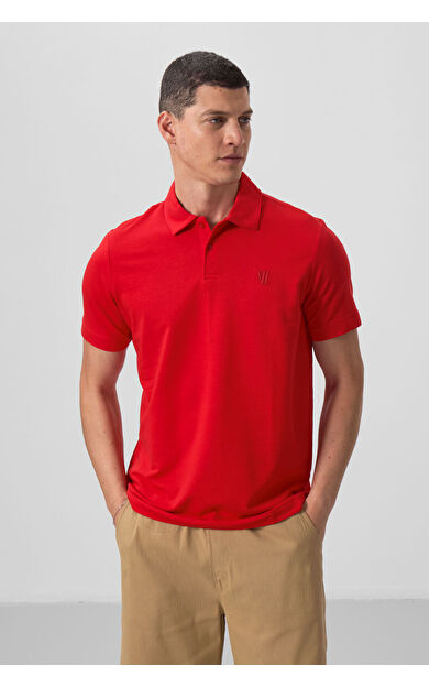 TommyLife Kırmızı Standart Kalıp Basic Polo Yaka Erkek T-Shirt - 87768