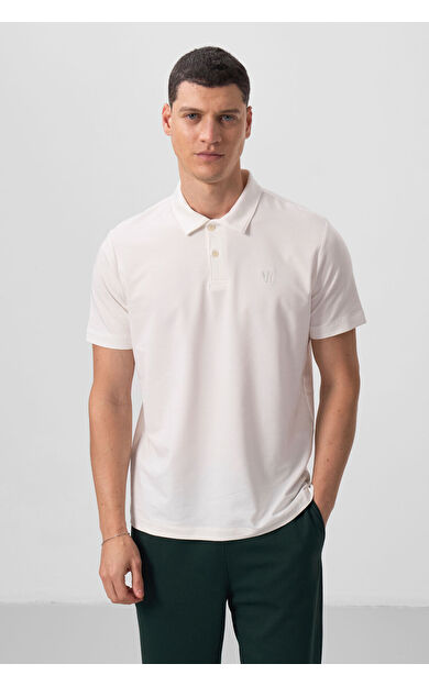 TommyLife Ekru Standart Kalıp Basic Polo Yaka Erkek T-Shirt - 87768