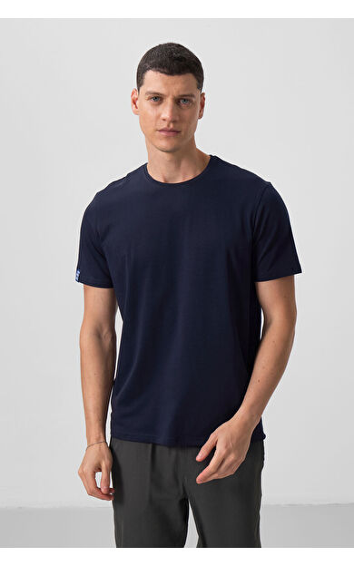 TommyLife Lacivert Erkek Basic Kısa Kol Standart Kalıp O Yaka T-shirt - 87911