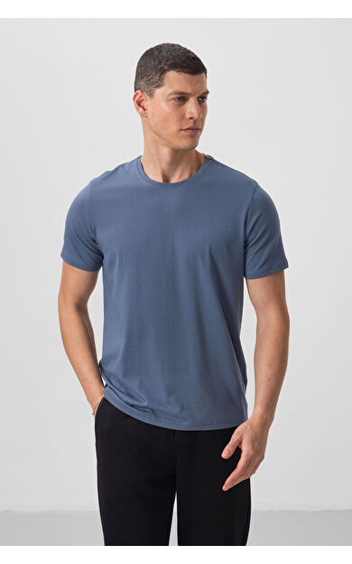 TommyLife Petrol Erkek Basic Kısa Kol Standart Kalıp O Yaka T-shirt - 87911