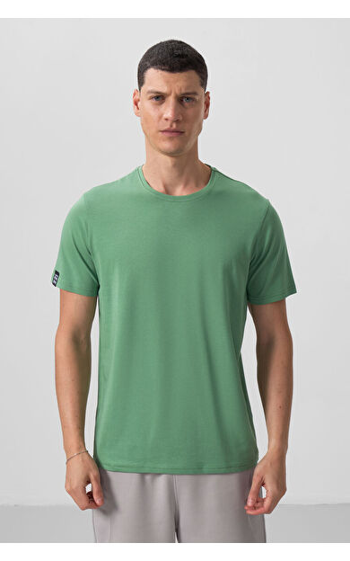 TommyLife Pastel Yeşil Erkek Basic Kısa Kol Standart Kalıp O Yaka T-shirt - 87911