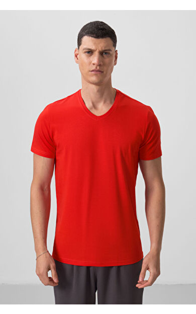 TommyLife Fiesta Basic Kısa Kol Standart Kalıp V Yaka Erkek T-Shirt - 87912
