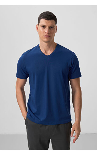 TommyLife Parlament Basic Kısa Kol Standart Kalıp V Yaka Erkek T-Shirt - 87912
