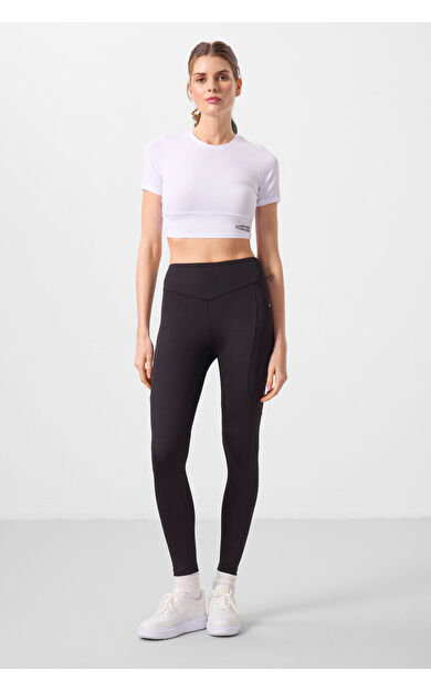 TommyLife Siyah Standart Fit Esnek Performans Kadın Tayt - 94666