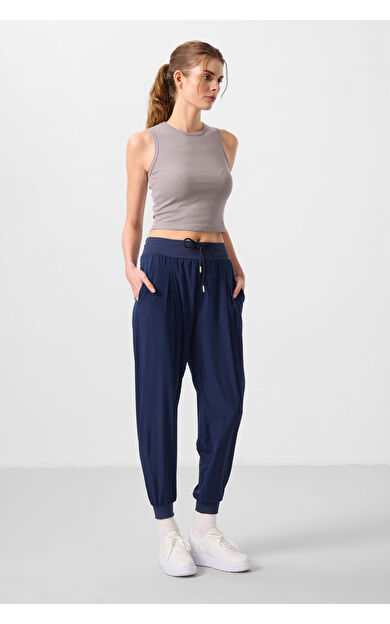 TommyLife İndigo Cepli Standart Kalıp Kadın Yoga Pantolon - 94677