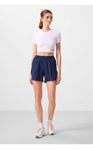 TommyLife İndigo Gizli Cep Fermuarlı Rahat Form Kadın Şort - 91014
