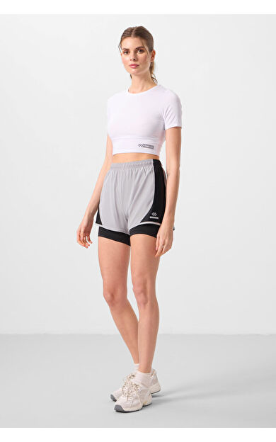 TommyLife Taş Gizli Cep Fermuarlı Standart Kalıp Kadın İçi Taytlı Şort - 91015