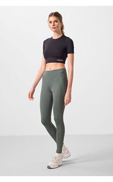 TommyLife Haki Esnek Standart Fit Performans Kadın Tayt - 94667