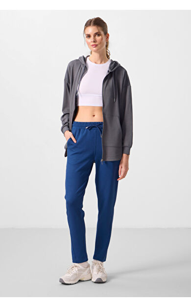 TommyLife Parlament Yumuşak Dokulu Gizli Fermuarlı Dar Paça Kadın Pantolon - 94668